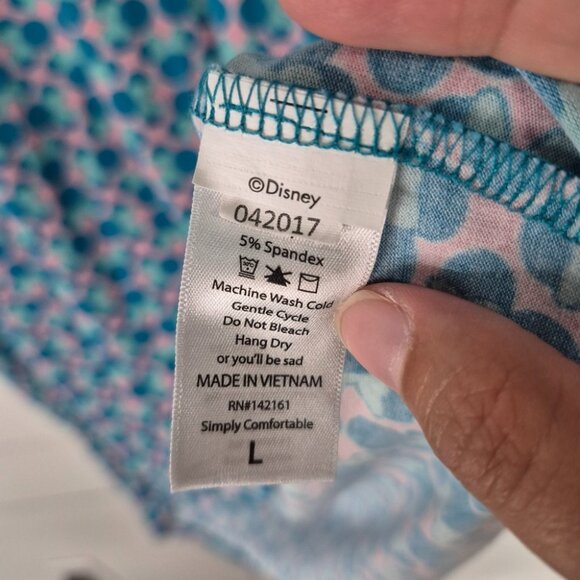 Disney LulaRoe Irma Womens L Minnie Print Blue & Pink Short Sleeve High-Low Hem - Picture 4 of 6